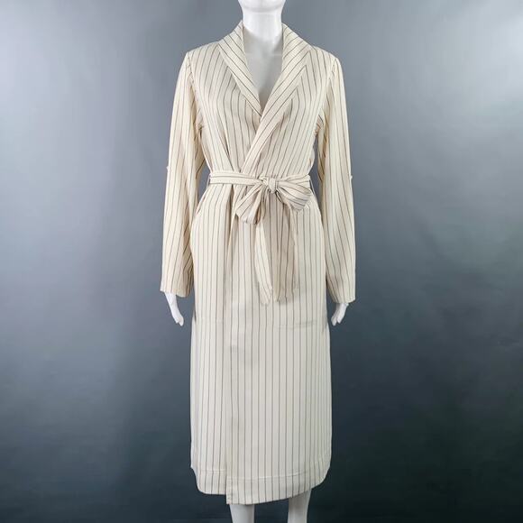 Aritzia Babaton Beige Pinstripes Kahlo Robe Jacket S - Picture 1 of 6